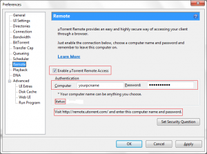 Enable UTorrent Remote Access